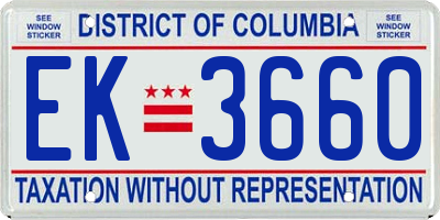 DC license plate EK3660