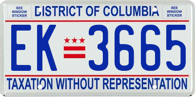 DC license plate EK3665