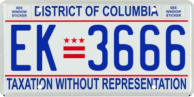 DC license plate EK3666