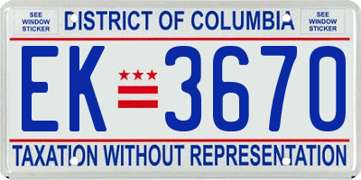 DC license plate EK3670