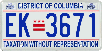 DC license plate EK3671