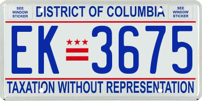 DC license plate EK3675