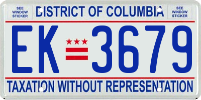 DC license plate EK3679