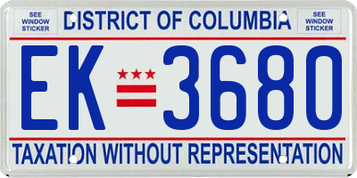 DC license plate EK3680