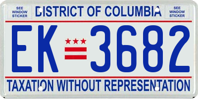 DC license plate EK3682
