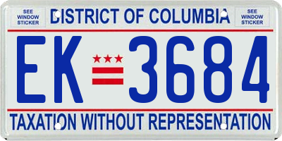 DC license plate EK3684