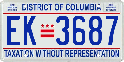 DC license plate EK3687