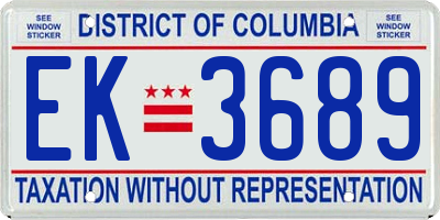 DC license plate EK3689