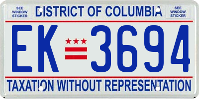 DC license plate EK3694