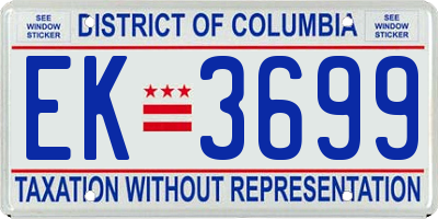 DC license plate EK3699