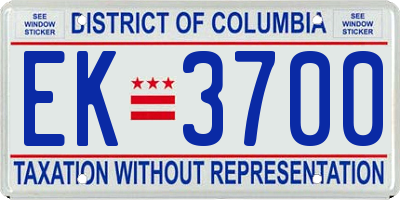 DC license plate EK3700