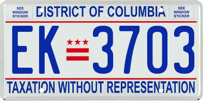 DC license plate EK3703