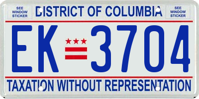 DC license plate EK3704