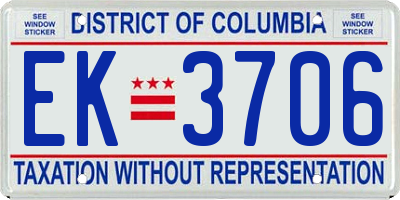 DC license plate EK3706