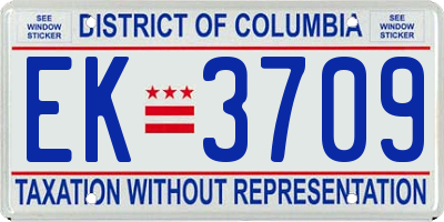 DC license plate EK3709