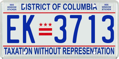 DC license plate EK3713