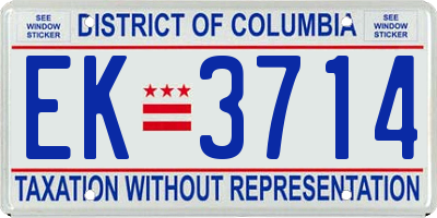 DC license plate EK3714