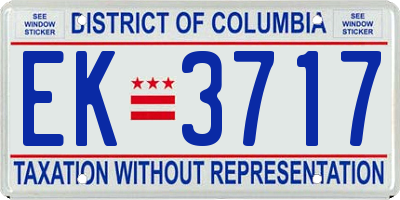 DC license plate EK3717