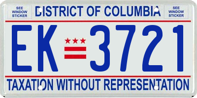 DC license plate EK3721