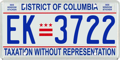 DC license plate EK3722