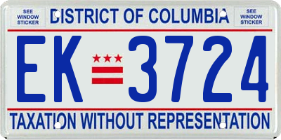 DC license plate EK3724