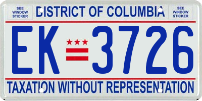 DC license plate EK3726