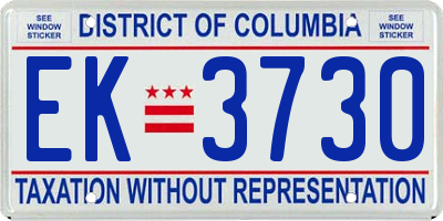 DC license plate EK3730