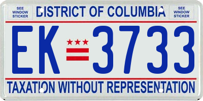 DC license plate EK3733