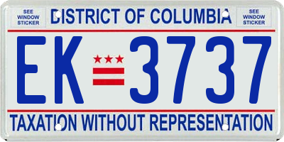 DC license plate EK3737