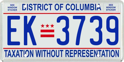 DC license plate EK3739