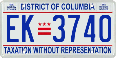 DC license plate EK3740