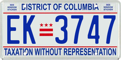 DC license plate EK3747