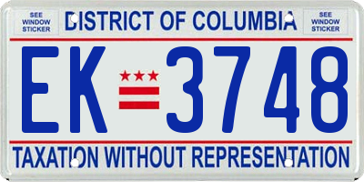 DC license plate EK3748