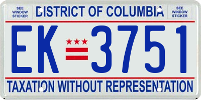 DC license plate EK3751