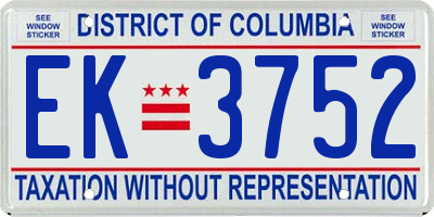 DC license plate EK3752