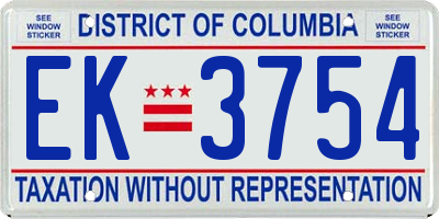 DC license plate EK3754