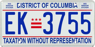DC license plate EK3755