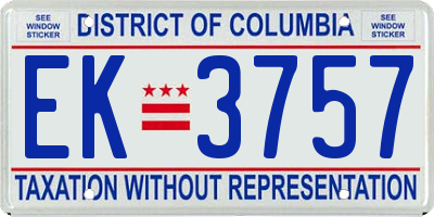 DC license plate EK3757