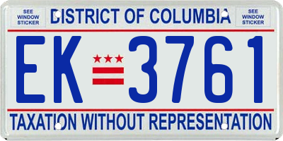 DC license plate EK3761