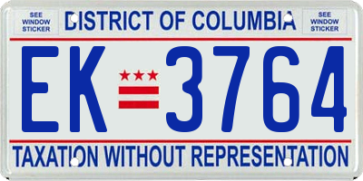 DC license plate EK3764