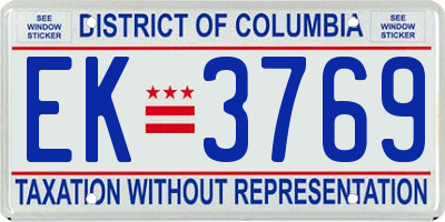 DC license plate EK3769