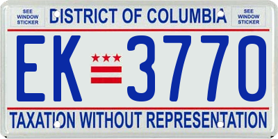 DC license plate EK3770