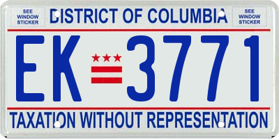 DC license plate EK3771