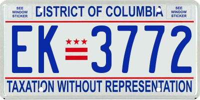 DC license plate EK3772