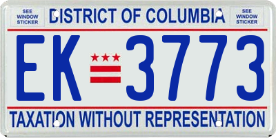 DC license plate EK3773