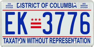 DC license plate EK3776