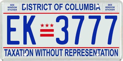 DC license plate EK3777