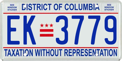 DC license plate EK3779