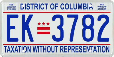 DC license plate EK3782