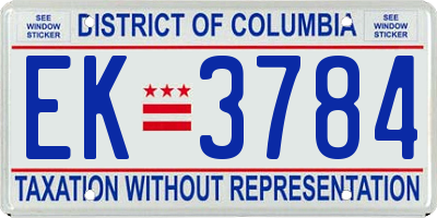 DC license plate EK3784